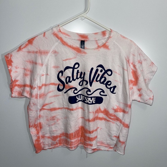 surf style Tops - Surf Style Salty Vibes Orange and‎ White Marble Top Size S